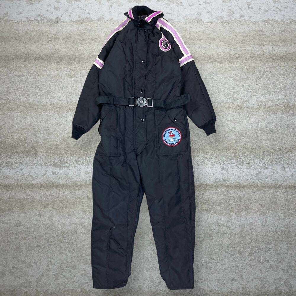 Vintage 90s Arctic Cat Snow Suit Coveralls Mens M Baggy Black Purple Nylon